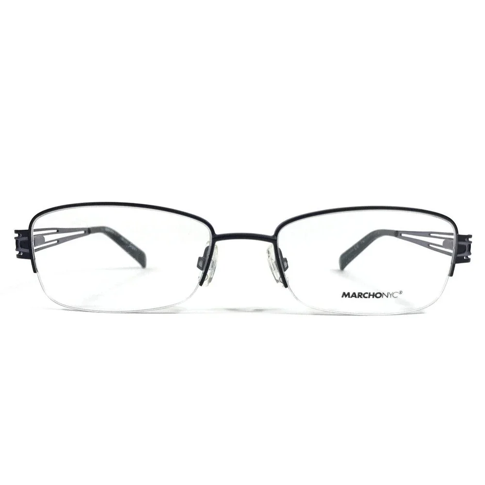 Marchon NYC Eyeglasses Frames M166 010 Purple Gray Rectangle Half Rim 51-18-135